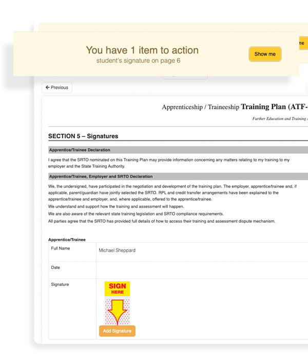 Digital Signatures Interface - Ammonite RTO Management System
